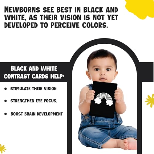 Image of High Contrast Baby Flash Cards, 36 Black and White Visual Stimulation Cards, for Newborns 0-12 Months, Tummy Time Development, Early Learning