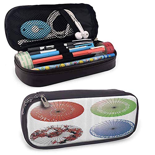 Preisvergleich Produktbild Federmappe,Stifte Mäppchen,Kosmetiktasche Organizer,Schlampermäppchen,Regensch... Mit Rotierendem Blattblumenmuster Authentische Regenschattengrafik Multi Pu Leder Bleistiftetui-Tasche Mit Zi