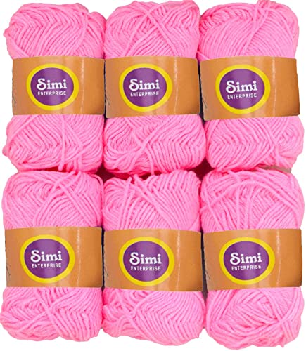 Image of 100% Acrylic Wool Pink 6 Pc M.G Ball Wool Ball Hand Knitting Wool /Art Craft Soft Fingering Crochet Hook Yarn-LB Art-DEJ
