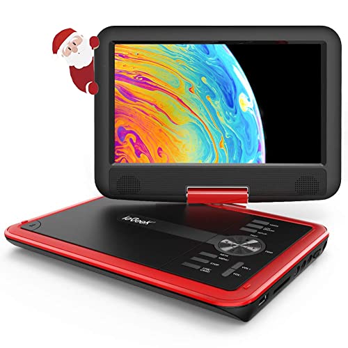 ieGeek 11.5 Portable DVD Player with SD Card USB Port, 5 Hour Rechargeable Battery, 9.5 Eye-Protective Screen, Support AV-in Out, Region Free, Red