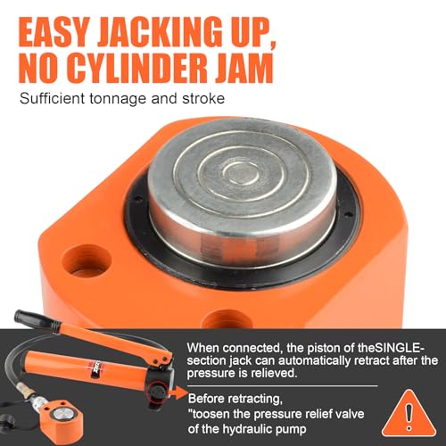 Image of HZLZRZ 10 Ton Hydraulic Cylinder Jack with CP-180 Manual Hand Pump and Porta Power Kit - Industrial Mini Hydraulic Pump Cylinder for Machinery and Shipbuilding (RMC /101)