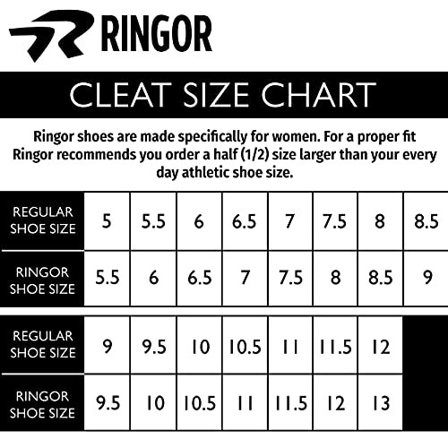 Ringor - Women's Flite Metal Spike Pitching Cleats (11.5 White/Silver) #TOP6