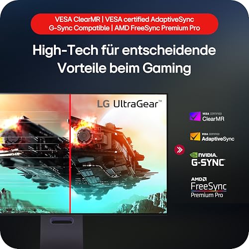 LG Ultragear™ 32GS95UX-B.AEU (32 Zoll) 4K UHD OLED Gaming-Monitor, 240Hz/480Hz, AMD FreeSync™ Premium Pro, DisplayHDR™ True Black 400, Pixel Sound, 2X HDMI 2.1, Grau