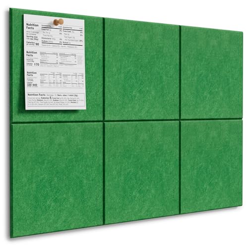 Image of MaxGear Felt Bulletin Board 36 inch x 24 inch, 6 Pack Emerald Green Felt Wall Tiles