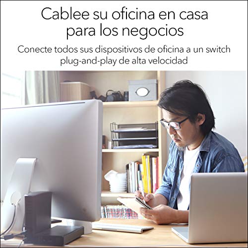 NETGEAR-Switch-8-Puertos-Gigabit-Unmanaged-GS308-Switch-Ethernet-domestico-Switch-de-Oficina-Plug-and-Play-carcassa-metalica-Montaje-sobremesaPared