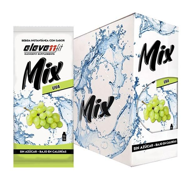 Eleven Fit Mix Instantáneo Sabor Uva Blanca | Prepara 1.5L de Bebida Saludable, Sin Azúcar y Baja en Calorías | Ideal para Mezclar con Agua y Mejorar tu Dieta | Caja de 24 Sobres