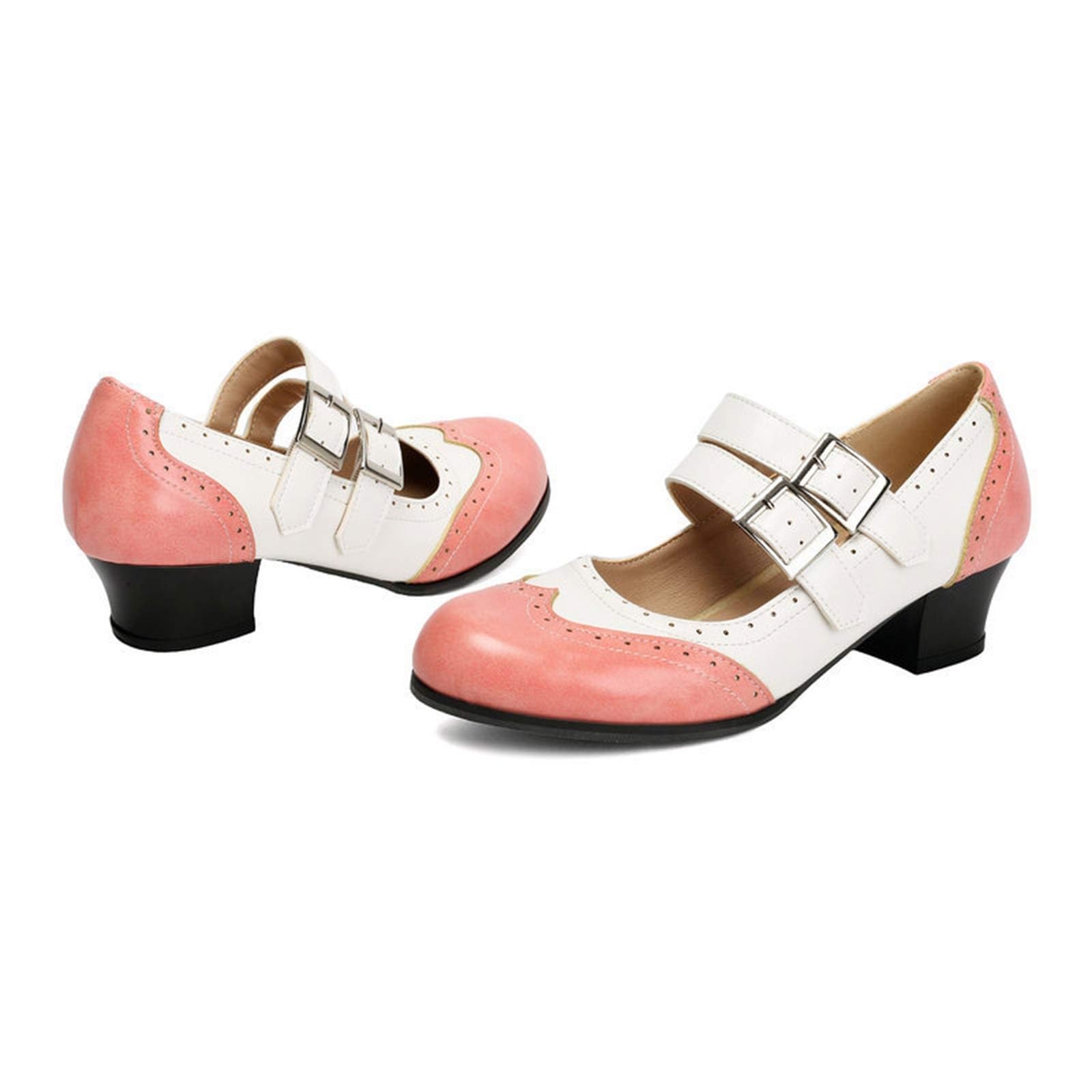 Damen Mary Jane Breite Füße Dirndl Schuhe Oktoberfest Schuhe mit Riemchen Damenschuhe Oktoberfest Spangenpumps Klassisch Sandaletten Weite H Keilpumps