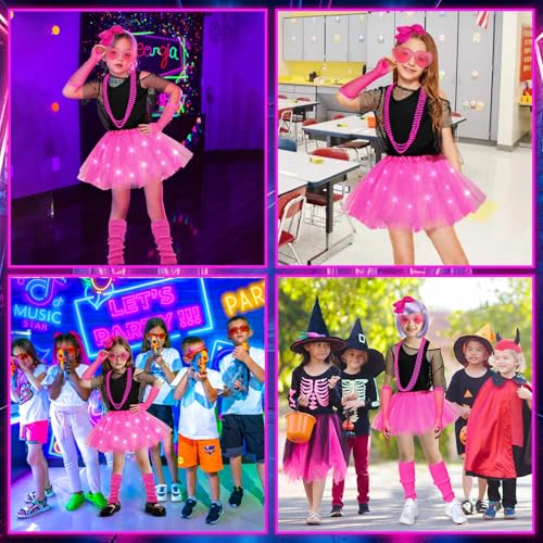 Disfraz para niñas años 80 con accesorios y tutú luminoso miniatura 6
