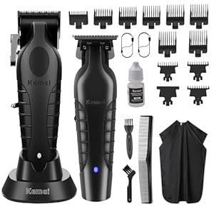 KEMEI Hair Clippers for Men, Professional Clippers and Trimmers Set, Cordless Zero Gap Trimmer for Men with LED Display, 11 Guide Combs, Father Day Gifts