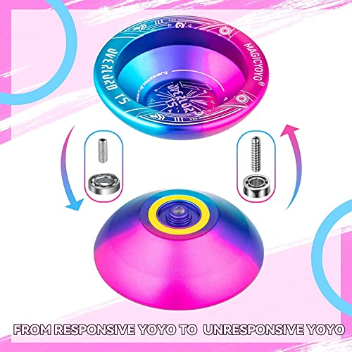 Professional Yoyo Pack of 2 - Dual Purpose Yoyo K2 Crystal Responsive Yoyo for Kids and Unresponsive Yoyo T5 for Advanced, Extra Elegant Yo-yo Case + 12 Yoyo Strings + Yo yo Bearing Kit - Thumbnail 3