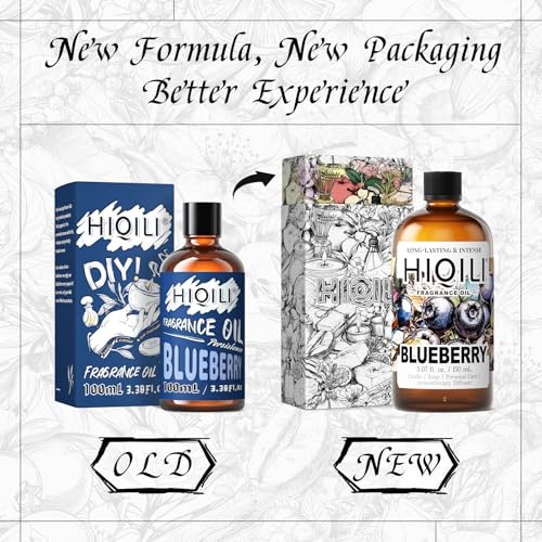 Image of HIQILI Blueberry Fragranc Oil for Soap & Candle Making Supplies - 5.07Fl Oz | Fruity Scents for Reed Diffuser Oil Refill, Add to Lotion, Body Wash, Bath Bombs - 150 ML