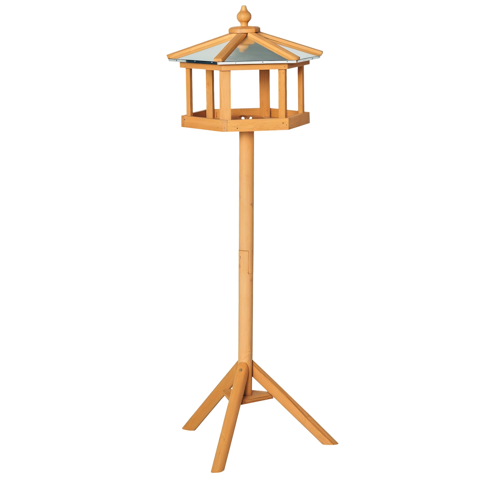 HOMCOM Mangeoire Mangeoire pour Oiseaux Sauvages sur Pied nichoir a Plateau Station a Oiseau Abris à Oiseaux Bois pour Exterieur 113 cm
