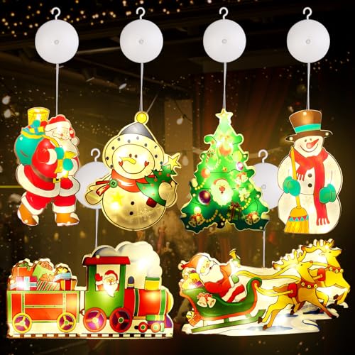 BORDEAG LED Saugnapf Weihnachten Lichter, 6 Stück Hängende...