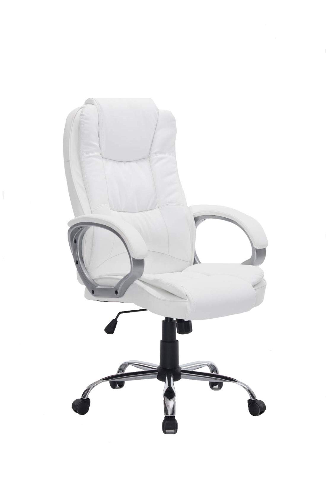 Hogar 24 Silla sillón de Oficina Estudio Alta Gama tapizado en Piel sintética, Color Blanco.