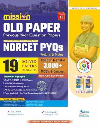 Image of Mission High NORCET Success Pack: Theory, NORCET Solved Papers, Non-Nursing, 25 Mock Tests & Image-Based Questions | NORCET Exam books | Multicoloured ... (Mission Norcet Nursing Officer Exam Series)