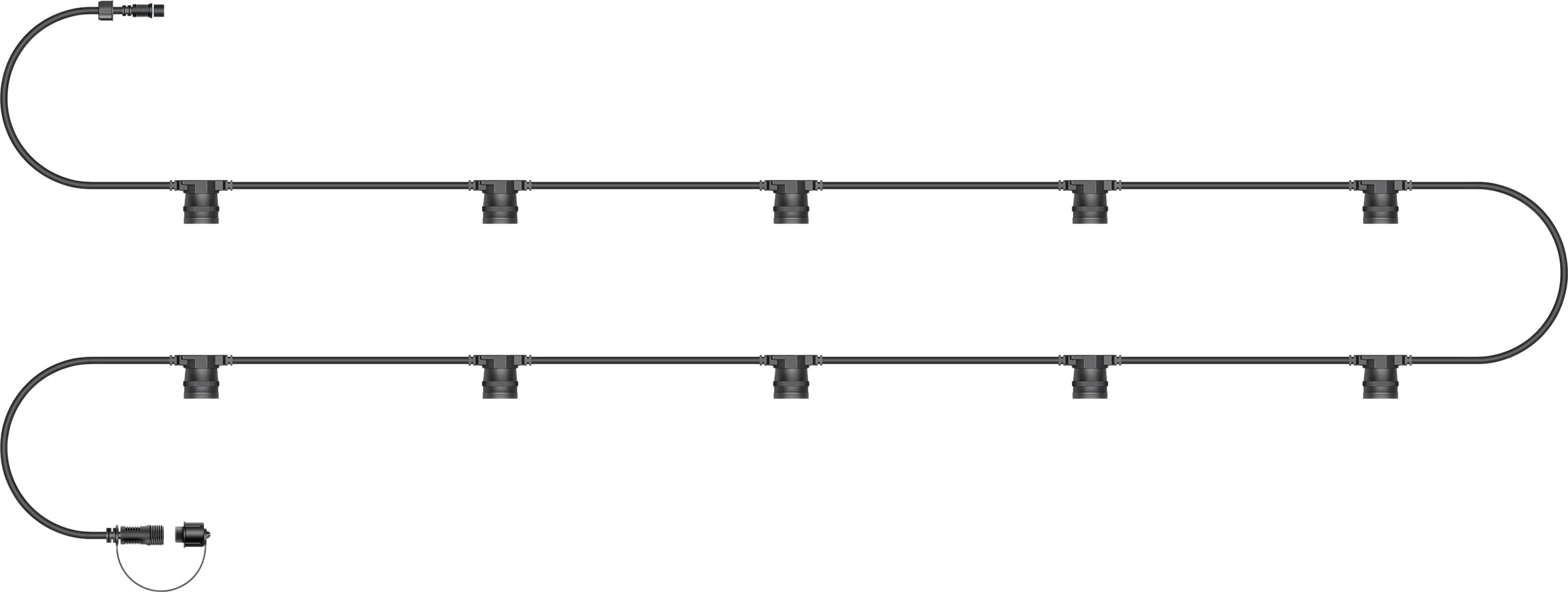 Eagle Black Cable Connect Outdoor Festoon String Light Harness, Black Rubber Cable, 230V Mains Powered, Ip65 Waterproof, For Commercial And Domestic Use In Gardens, Patios, Restaurants, And Pubs 5M 10 Lamps