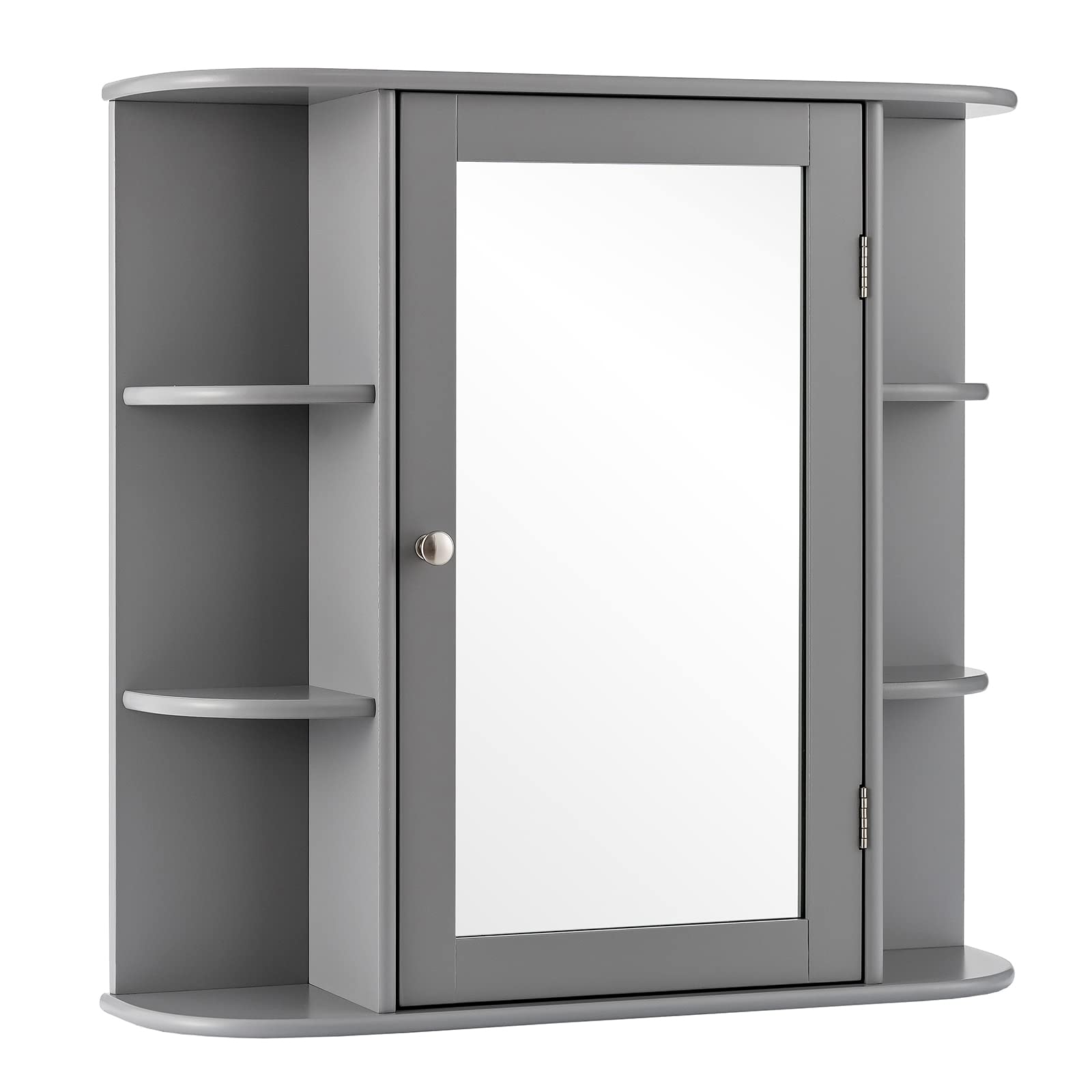 RELAX4LIFE Armadietto da Bagno con Specchio, Mobiletto a Parete Salvaspazio, Ripiano Regolabile,Specchiera Moderno, 66 x 16,5 x 63 cm (Grigio)