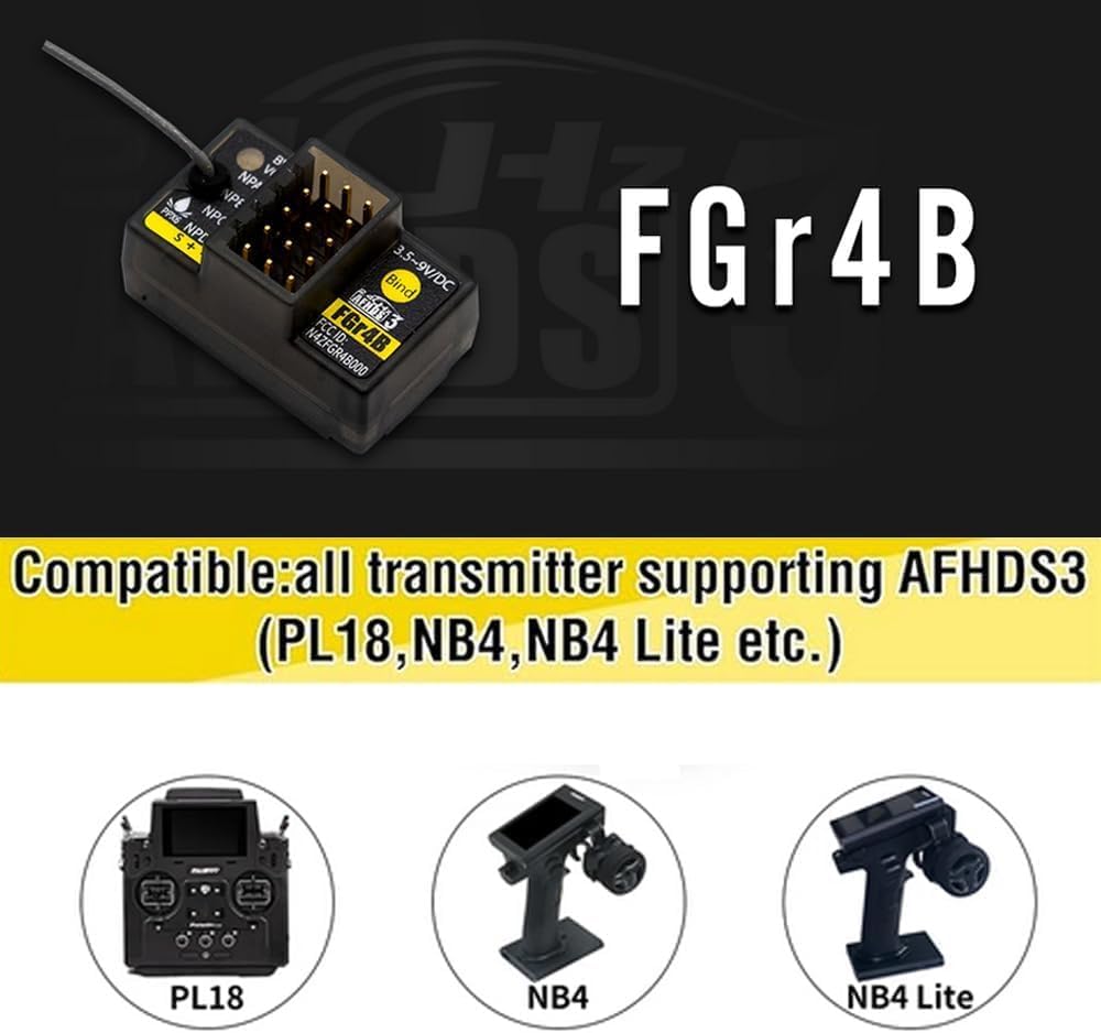 Flysky FGr4B Receiver 2.4GHz 4 Channel Receiver for Flysky AFHDS3 PL18 NB4 NB4 Lite Transmitter