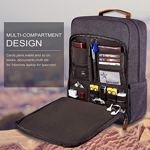 Estarer Laptop Backpack w/USB Charging Port for Men Women, Water Resistant Canvas Backpack School Office Work Fit Most 17-17.3 Inch Computer