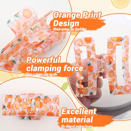 Pinzas para cabello Summer Fruit, pinzas de garra naranjas para mujer, pinzas para cabello antideslizantes para niña, accesorios para cabello para fiesta temática primavera verano (02) miniatura 3