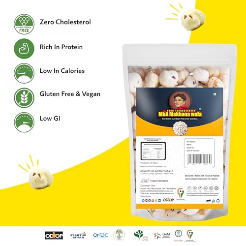 Image of MBA Makhana Wala Premium Mithila Makhana, Traditional Fox Nuts, Ready to Eat Snack from Bihar, First GI Certificate-holder, High Protein