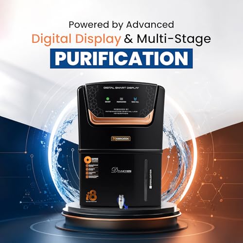 Image of i8 RO Water Purifier | RO+UV+UF+Alkaline+Active Copper | Smart TDS Display | 12L Storage | 3-Stage Purification | Black & Copper