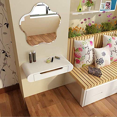 Mesita de noche flotante blanca de 60 cm con cajón y función de tocador de pared 6