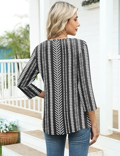 Image of LOMON Womens 3 /4 Length Sleeve T Shirts Asymmetrical Neck Tops Business Blouses for Women Fashion 2026