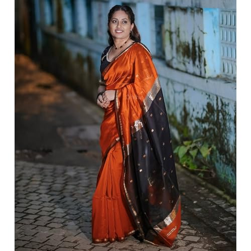 Image of Original Maheswari Cotton Silk Saree for Women | Kanjivaram Pure Silk Cotton Sari with Blouse | Zari Work | Tassels | Handloom Weave
