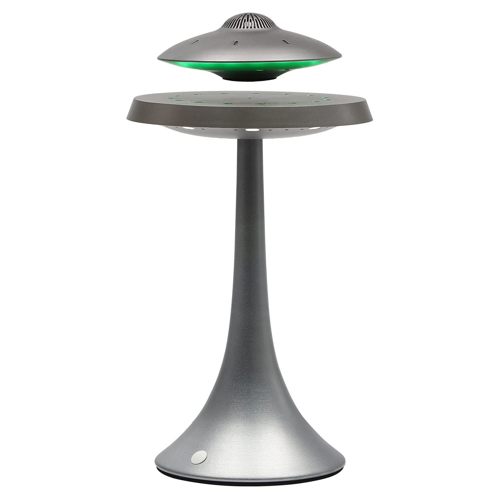 HongKKon Magnetic Levitating Desk Lamp Light, Portable Magnetic UFO Led Lamp, UFO Bluetooth Speaker with Wireless Charge, 15 Led Lights, 360° Rotation, for Street-Side Shops, Camping, Cafes