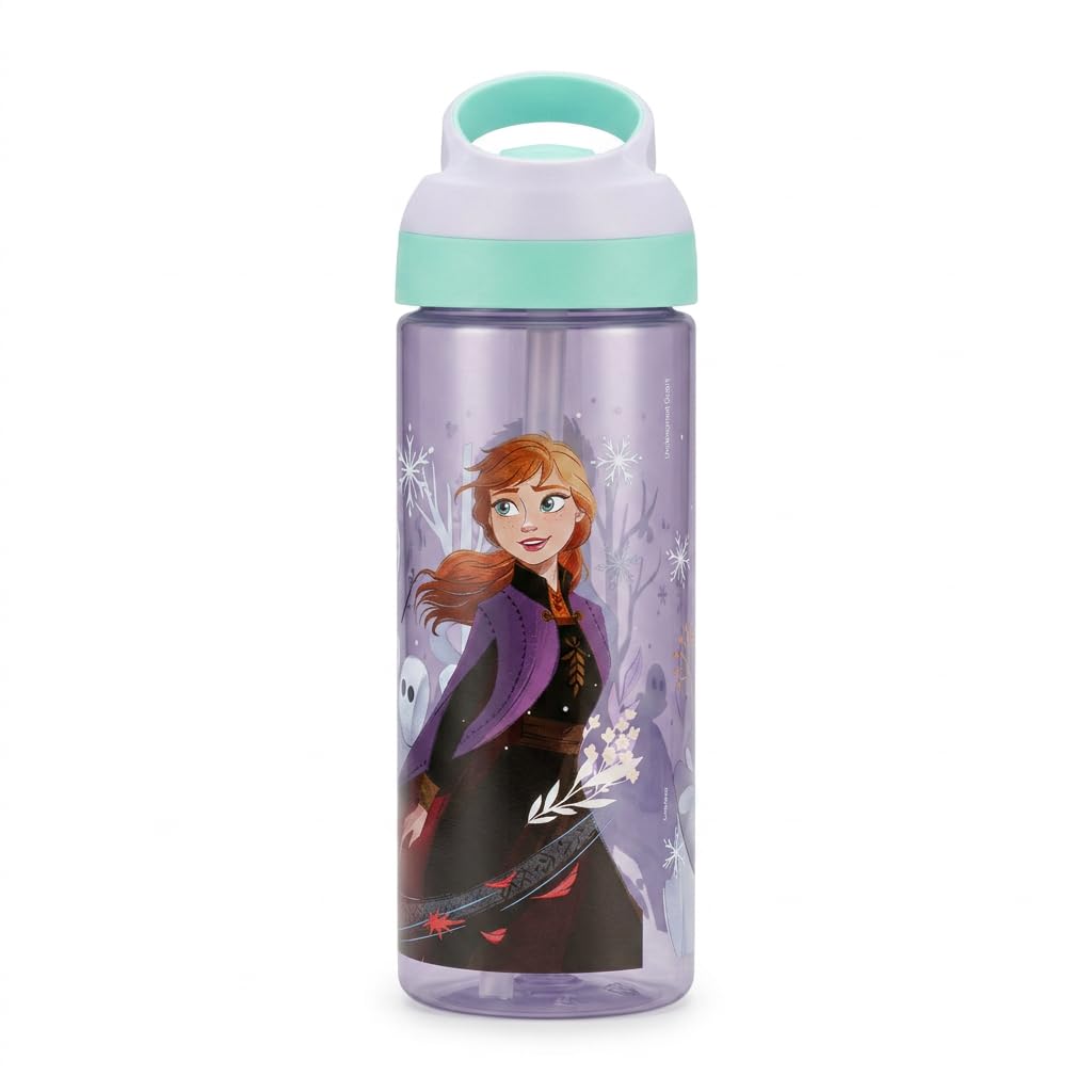 Hox Purple Disney Frozen Kids Water Bottle 600Ml Flip Spout