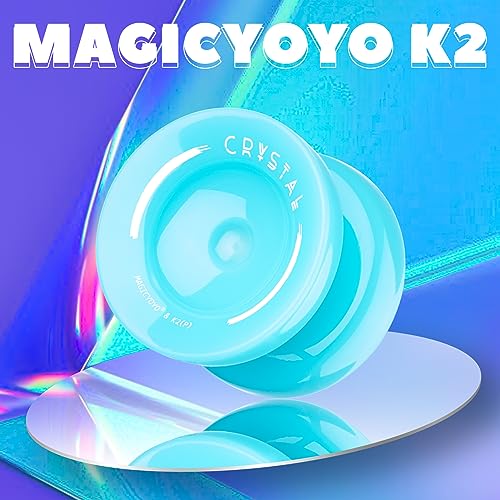 Image of MAGICYOYO K2 Crystal Responsive Yoyo for Kids 8-12 & Beginners, Durable PC Responsive Yoyo Professional with Finger Spin Hub, Includes 12 Yo yo Strings, Glove & Bag (Lake Blue)