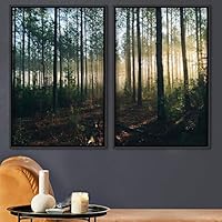 2 Piece Framed Canvas Wall Art Rustic Woods Canvas Prints Home Artwork Decoration for Living Room,Bedroom - 16