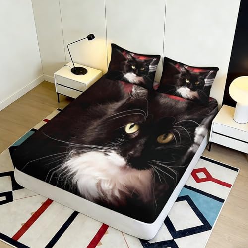 Drap-housse chat lavable machine résistant aux plis pour lit 90x200 cm - 5