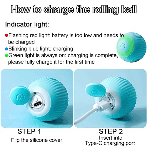 Jouet de Balle Interactif pour Chat, Boule avec lumière LED, ouet Interactif Interieur pour Chien Chatons, Rotation Automatique à 360 Degrés et Chargement USB – Image 6