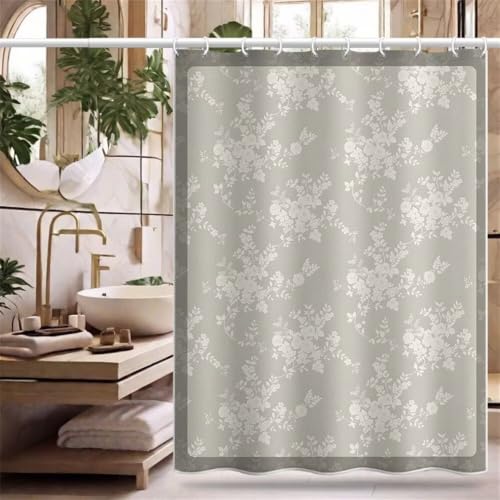 Rideau de douche 120x180cm lavable avec crochets en C