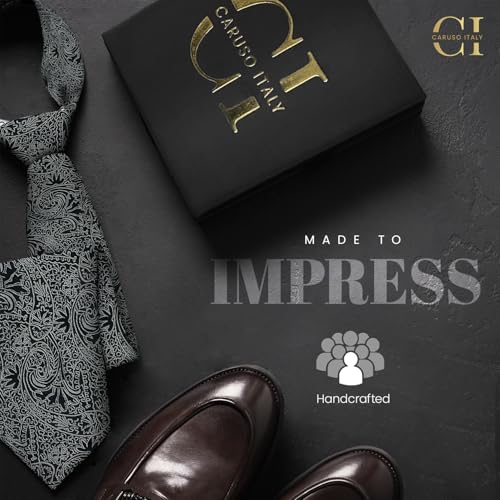 Image of Caruso Italy Men Silk Necktie, Wrinkle-Resistant, Ideal for Business, Weddings, Office, and Casual Wear, Classic and Stylish Gift