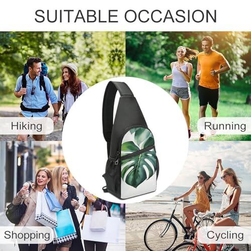 Bolso bandolera con diseño de hoja de monstera blanca miniatura 6