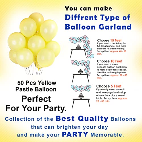 Image of Party Propz Yellow Pastel Balloons for Decoration - 50Pcs Yellow Patel Balloons | balloons for haldi decoration | haldi decoration- Pack of 50 Pastel Balloons