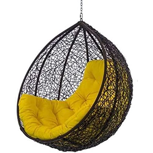 Image of Hammock Swing Chair Without Stand for Home, Hanging Swing for Indoor, Outdoor, Home, Patio, Yard, Balcony, Garden (Swing-Black, Cushion-Yellow)