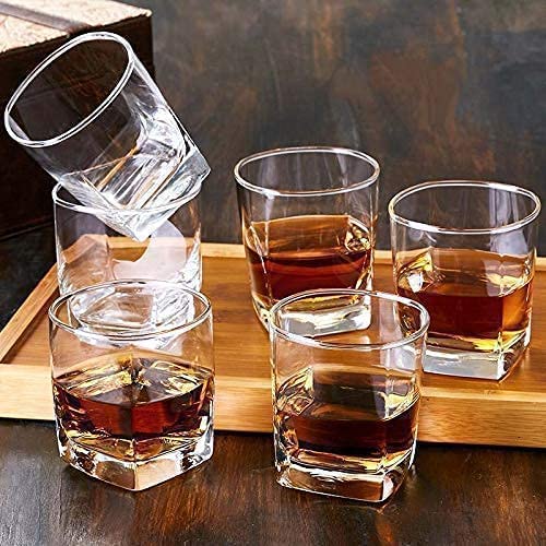 Shivaaro Crystal Clear Small Square Juice Water Glasses Welcome Drink with Beautiful Square Shape (150 ML) (Set of 6)