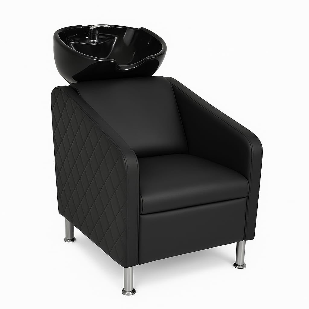 Salon Shampoo Station Chair, Black Plastic, Modern Style, Rectangular Shape, Standard Size, Pre-Assembled, 65x95x65 cm-image-13