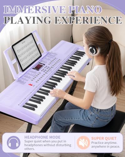 Image of Ktaxon 61 Key Keyboard Piano Electric Keyboard with Lighted Keys