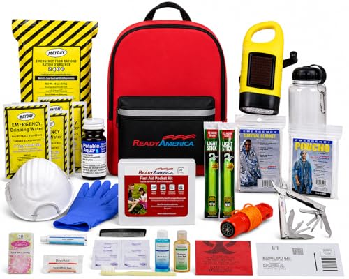 Ready America 72 Hour Deluxe Emergency Kit, 1-Person 3-Day Backpack, First Aid Kit, Survival...