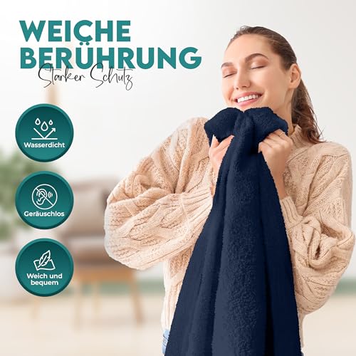 Wasserdichter Matratzenschoner 150 x 200 x 40 cm, matratzenschutz (Marine) – Ansicht 5