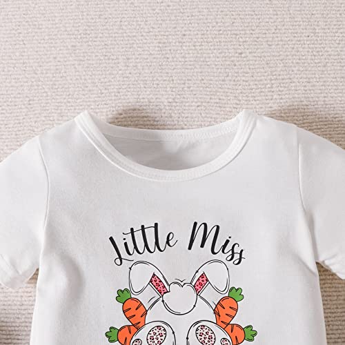 Lykmera Camiseta infantil de manga curta com estampa de coelho de páscoa para meninas pulôver tops c