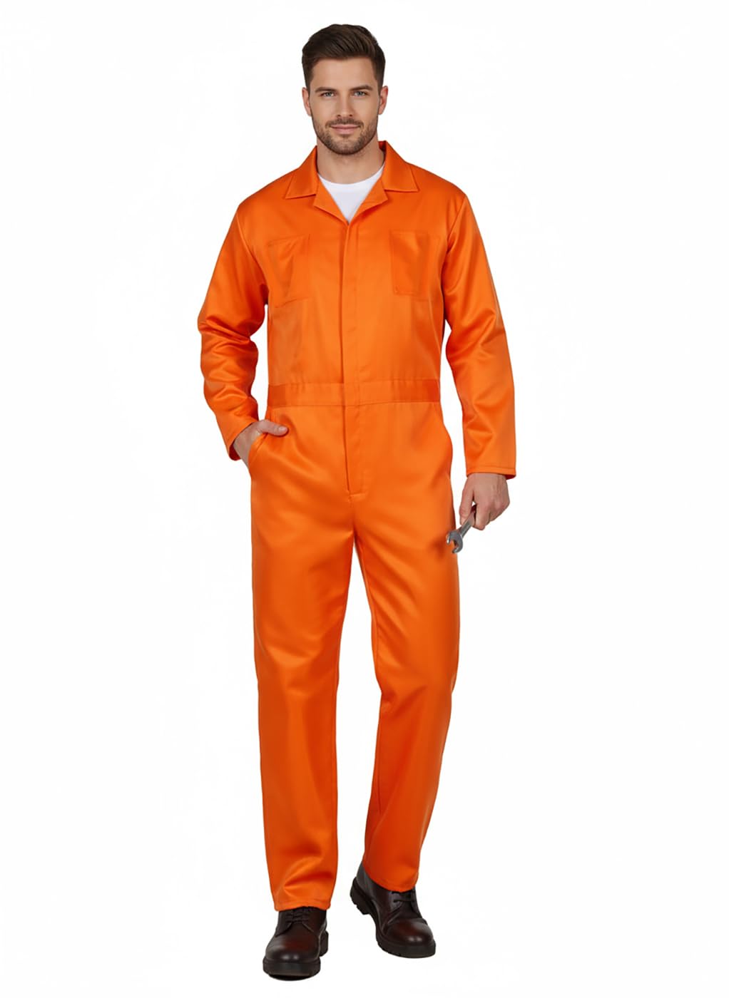 Blue Adult Jumpsuit Coveralls Halloween Navy Costume for Men, Blue, ORANGE-S