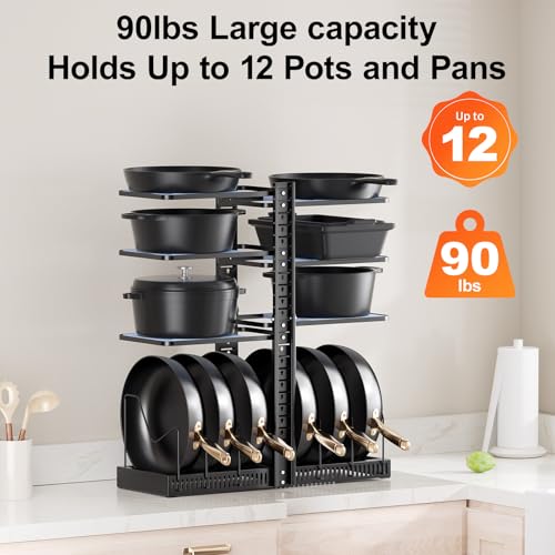 LAMU-Pots-and-Pans-Organizer-under-Cabinet-Adjustable-Height-Up-to-24-6-Tier-Pot-Organizer-Rack-with-6-Horizontal-Dividers-Adjustable-Pot-and-Pan-Organizer-for-Kitchen-Storage-Black