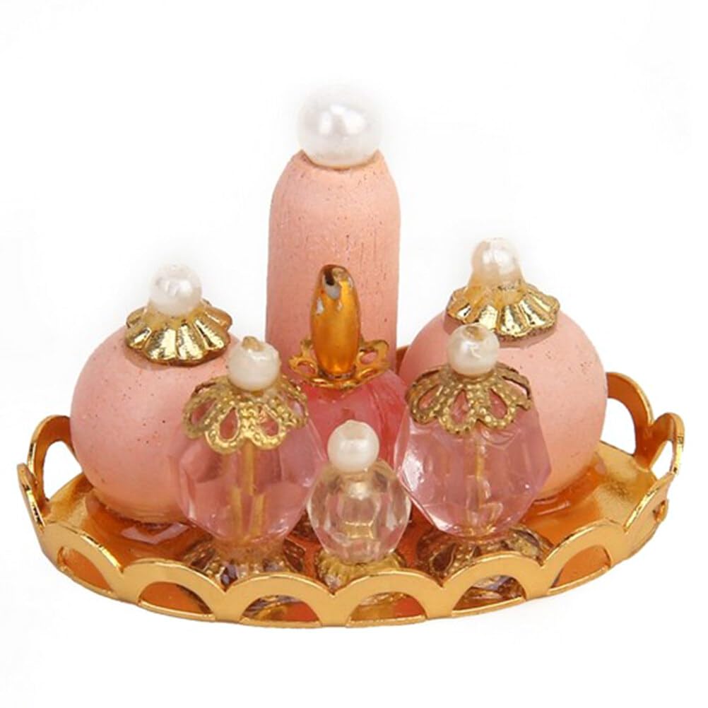 1Pc Pink 1/12 Miniature Perfume Tray Dollhouse Decoration Accessories, Dollhouses Accessories，Dollhouse Decor，Miniature Dollhouse DIY Accessorie