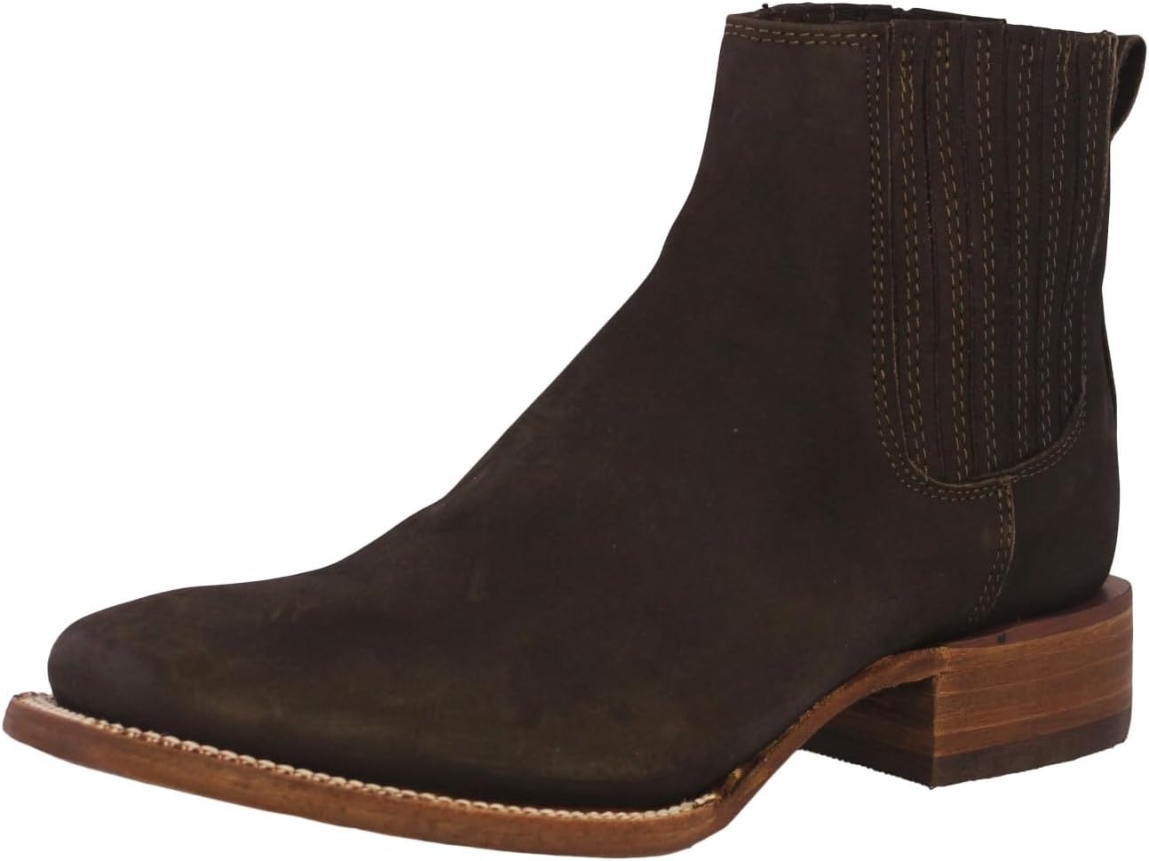 Cowboy Professional Mens #201 Dark Brown Chelsea Ankle Boots Western Wear Leather Square Toe